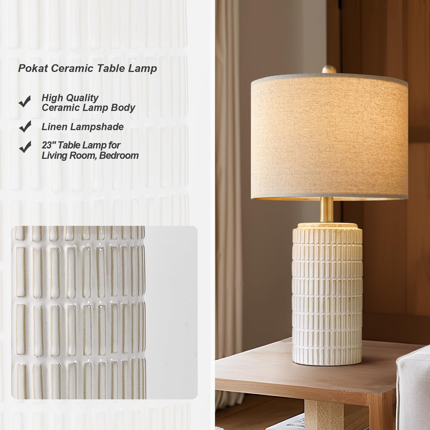PoKat 23" Modern Ceramic Table Lamp Set of 2