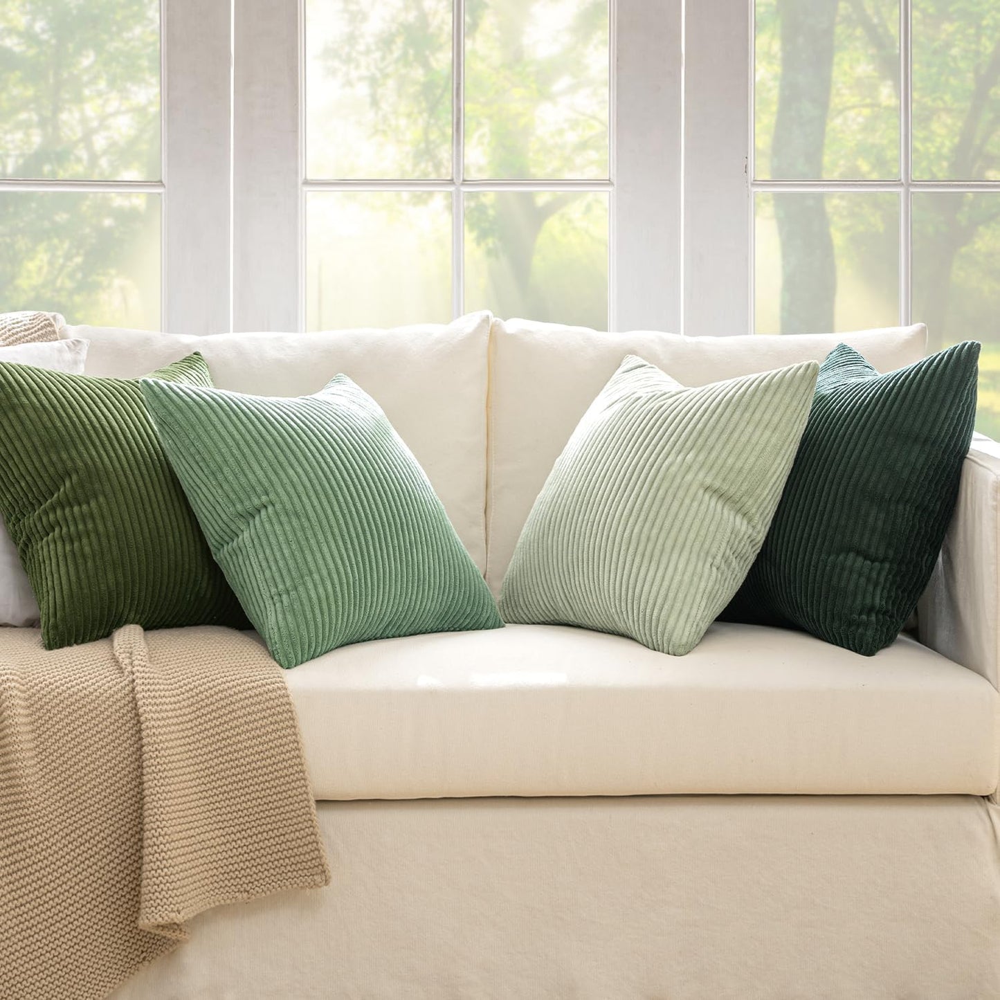 MIULEE Summer Boho Farmhouse Sage Green Throw Pillow Covers
