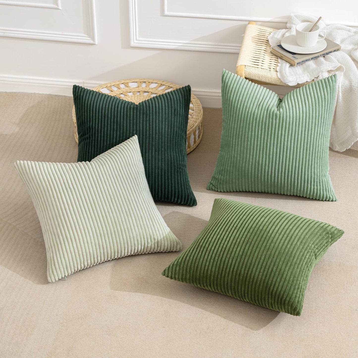 MIULEE Summer Boho Farmhouse Sage Green Throw Pillow Covers