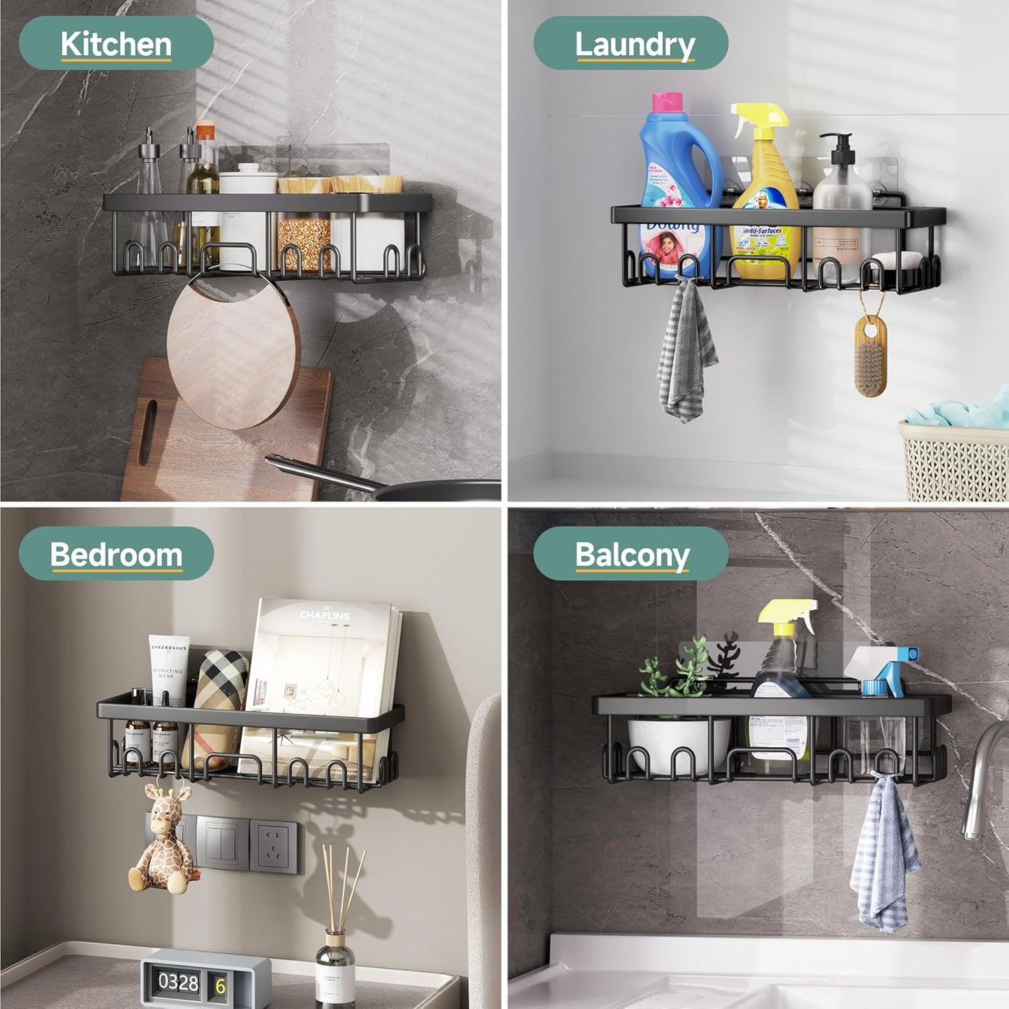 Veken Rustproof & Waterproof Shower Caddy 6-Pack